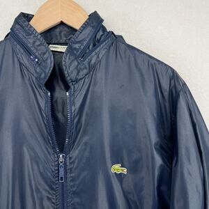 Vintage LACOSTE Jacket Men M CLUB Bomber 80s Windbreaker Raincoat Nylon Blue HK